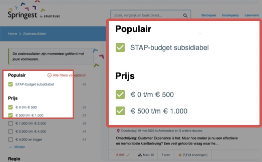 STAP-budget populair filter
